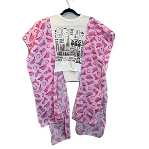 Country poncho one size open sides cowboy boots hat horseshoe pink up cycle